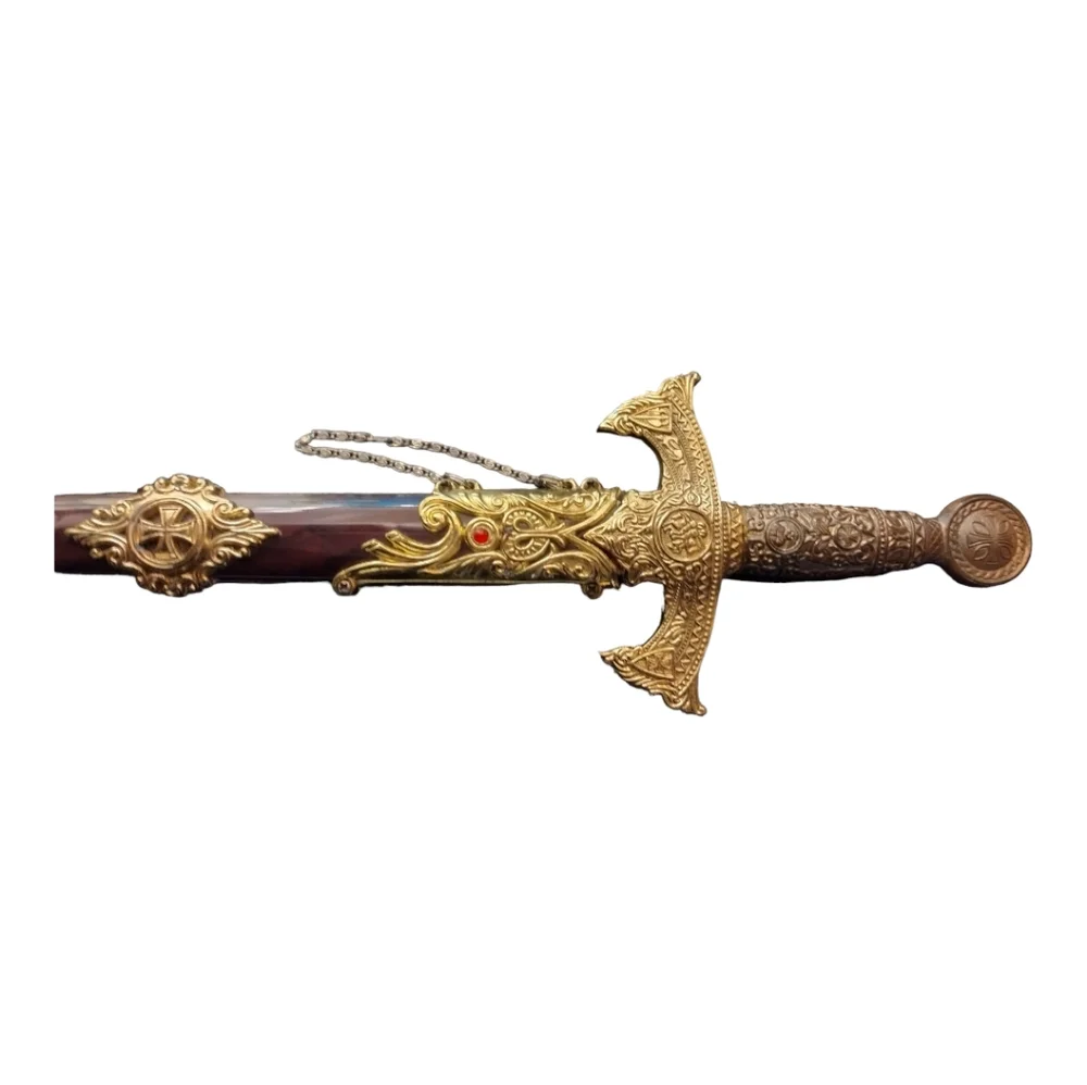 Decorative Sword and Sheath Copper & Stainless Steel w/ Chain for Wall Mounting - Picture 3 of 12